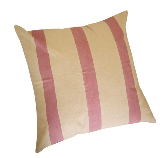 Oh! Stripes (Rose) Block Print Pillow