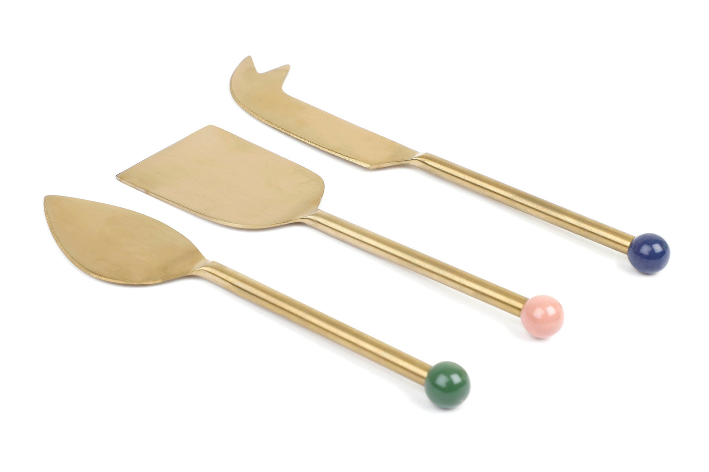 S/3 Brass Finish Cheese Knife Set