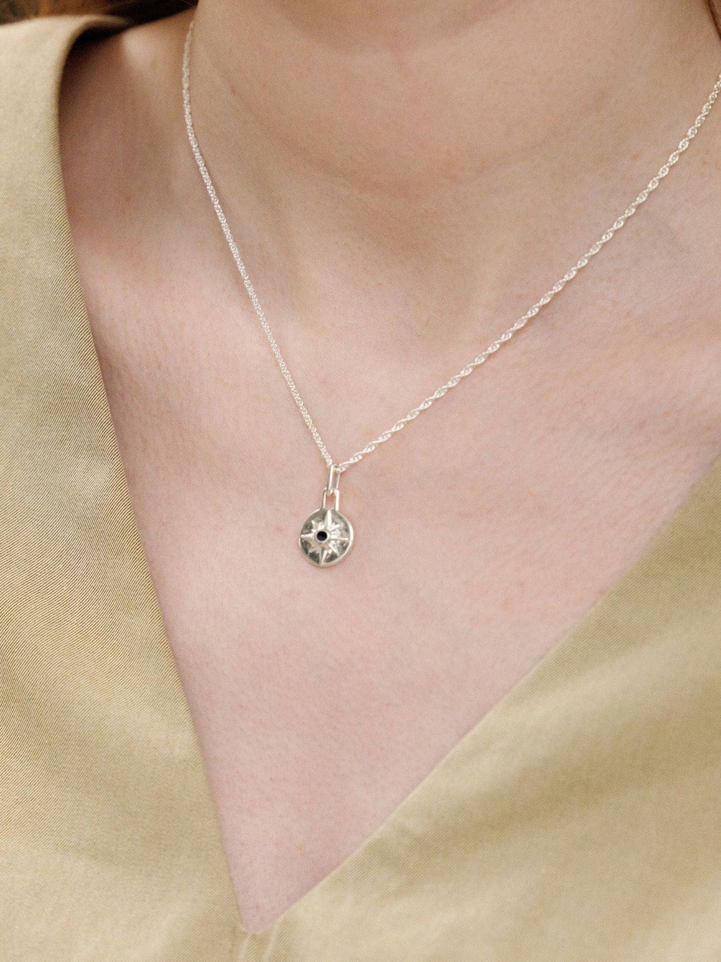 Sterling Silver Onyx Mini Necklace 16" - Astrid | No More Nobody