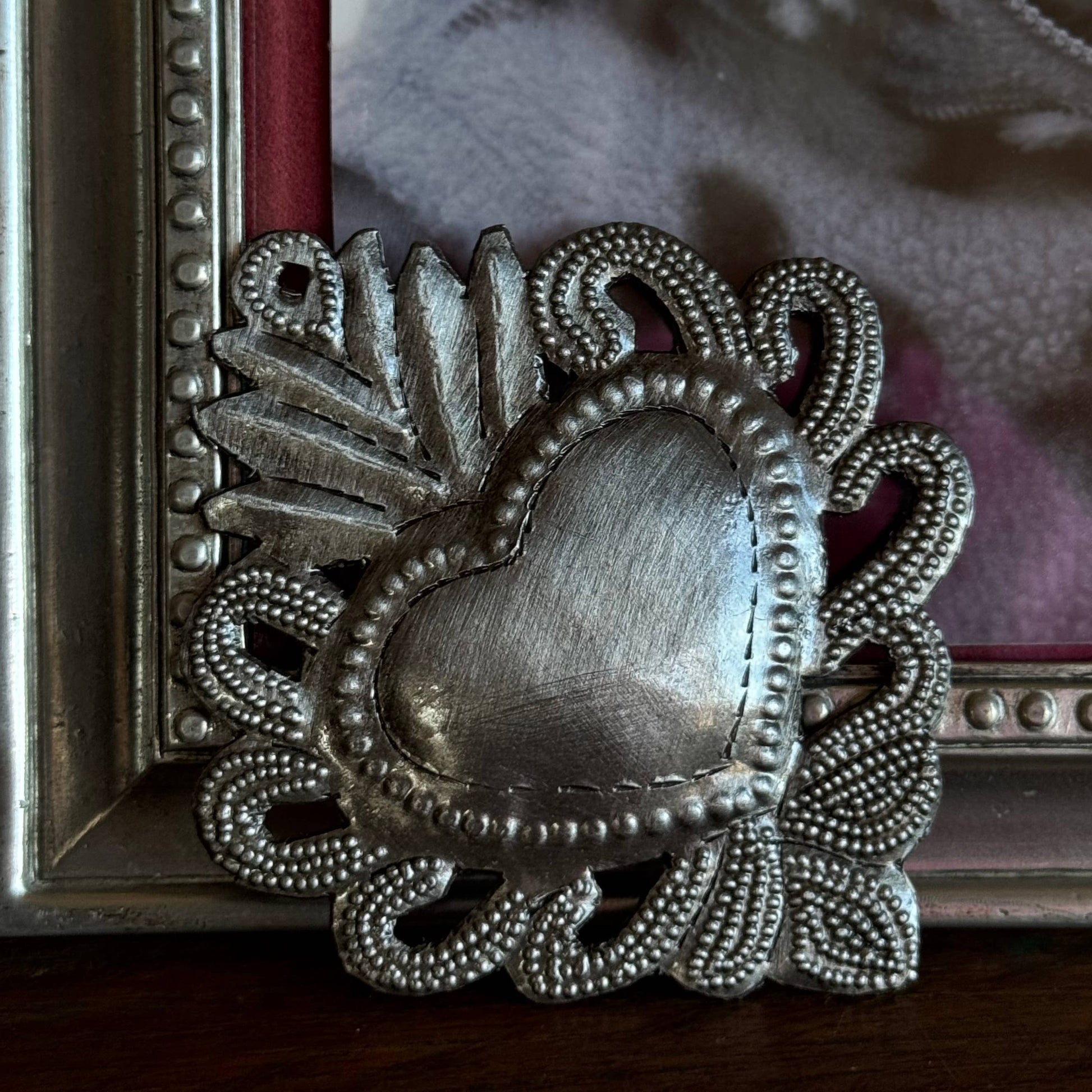 Sacred Heart, Wall Decor,Handmade Metal Haiti 3.25"x3.75"