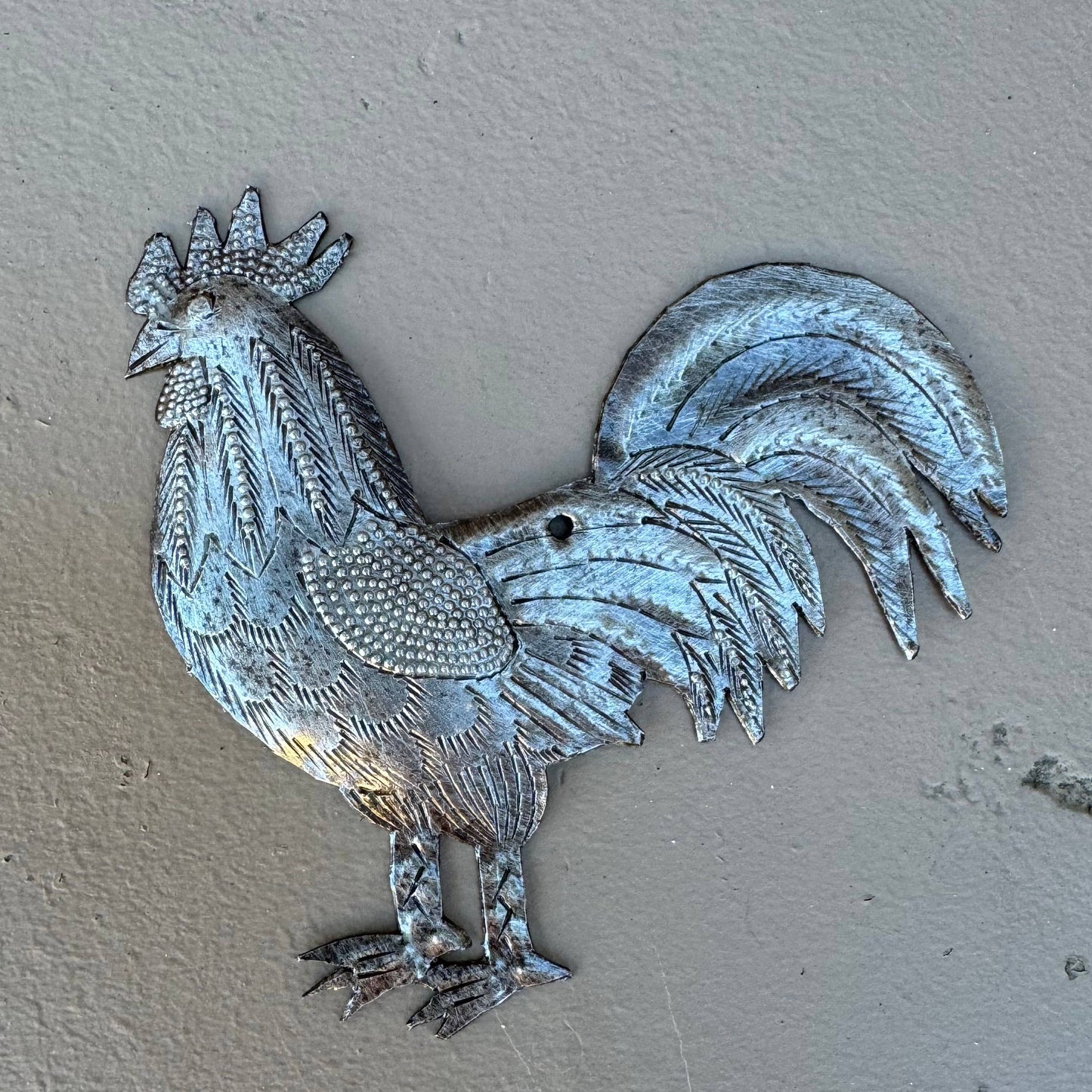 Farm Rooster, Handmade Christmas Ornament, Haiti  4"x4"