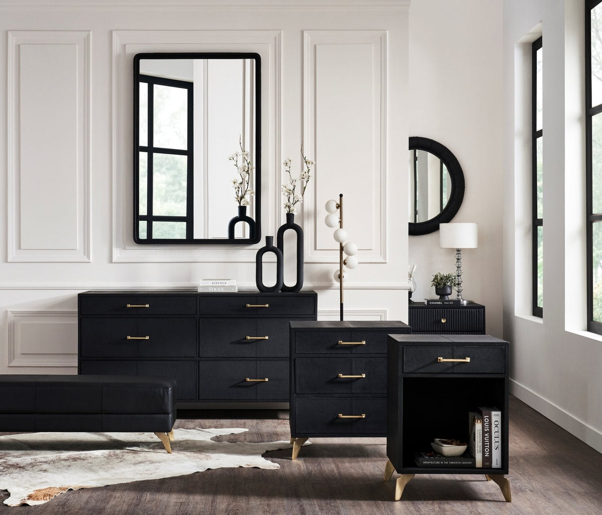 Berkeley Six Drawer Leather Dresser