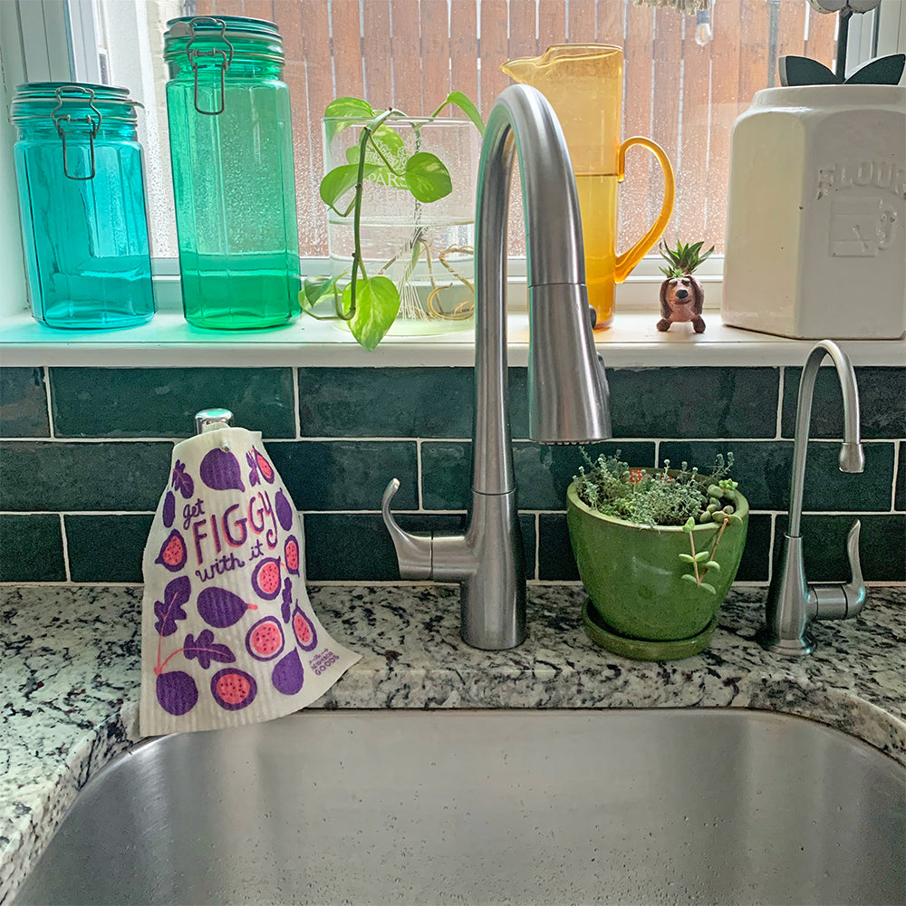 Fig Dish Towel + Sponge Cloth Gift Set