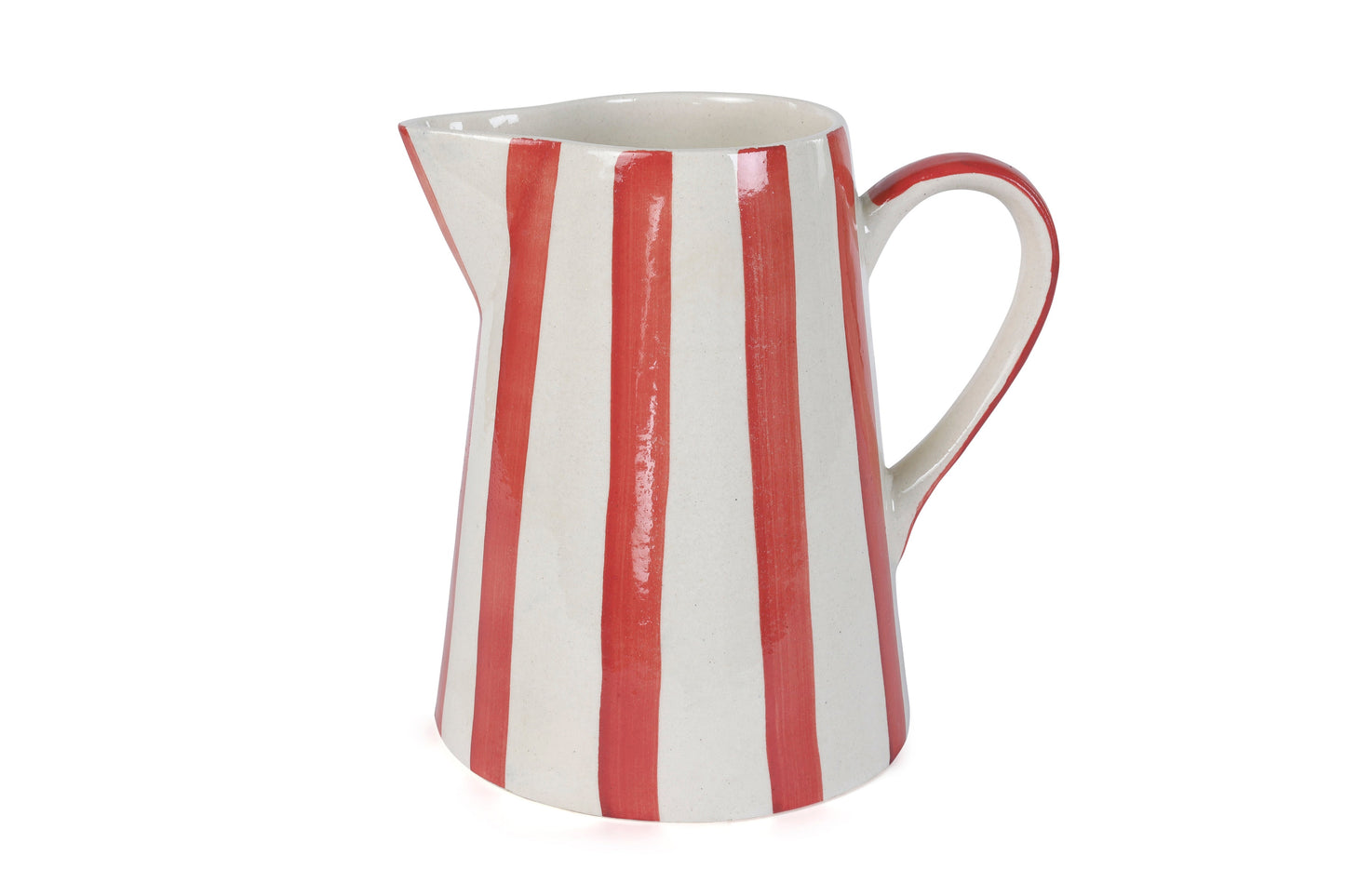 Ceramic Stripe Pitcher - Red