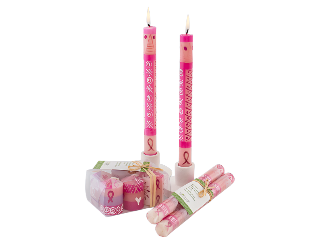 Pink on Pink Painted Candles