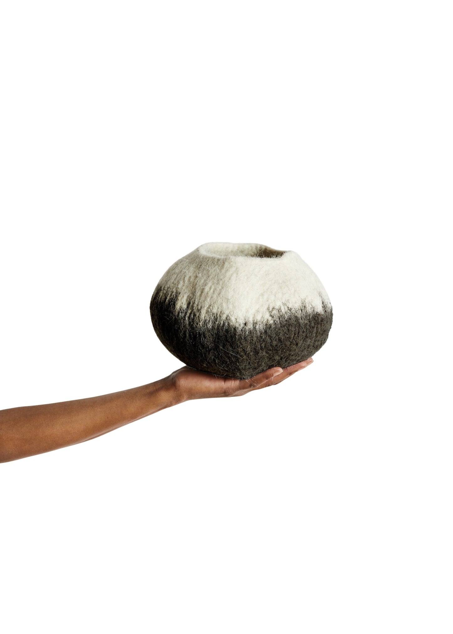 Midnight Ombre Hand-Felted Wool Decorative Ukhamba Bowl