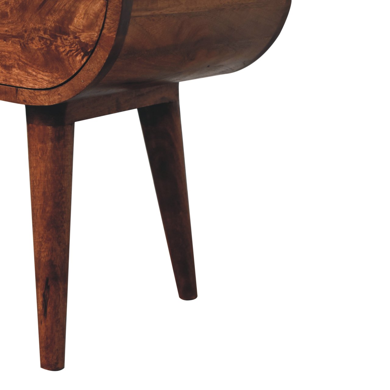 Solid Wood Honey Caramel Circular Bedside Table