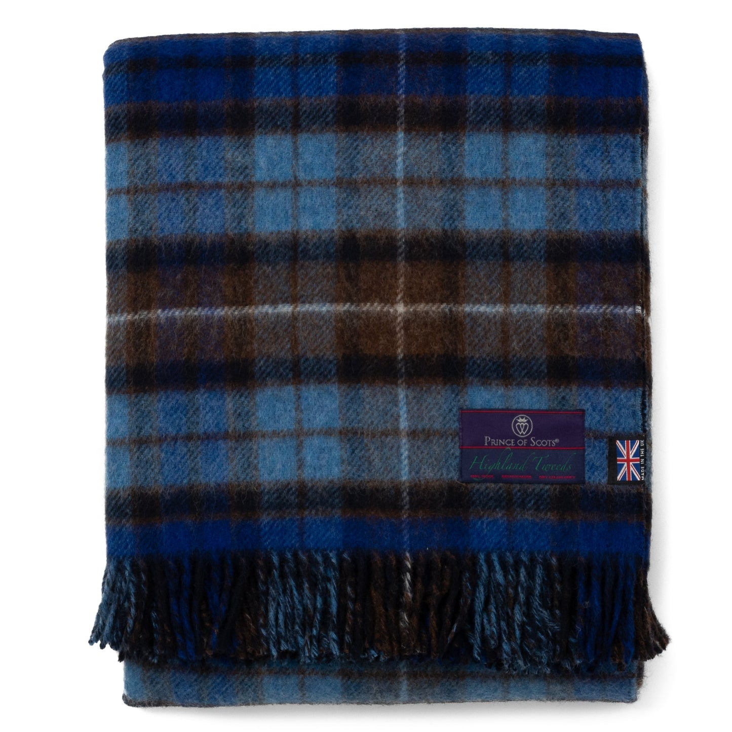 Highland Tweeds Double Cloth Reversible Throw - Blue Buchanan