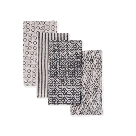 Hand Block Printed Cotton Napkins, Set of 4 | 9"x9" | Fair Trade | Impressions
