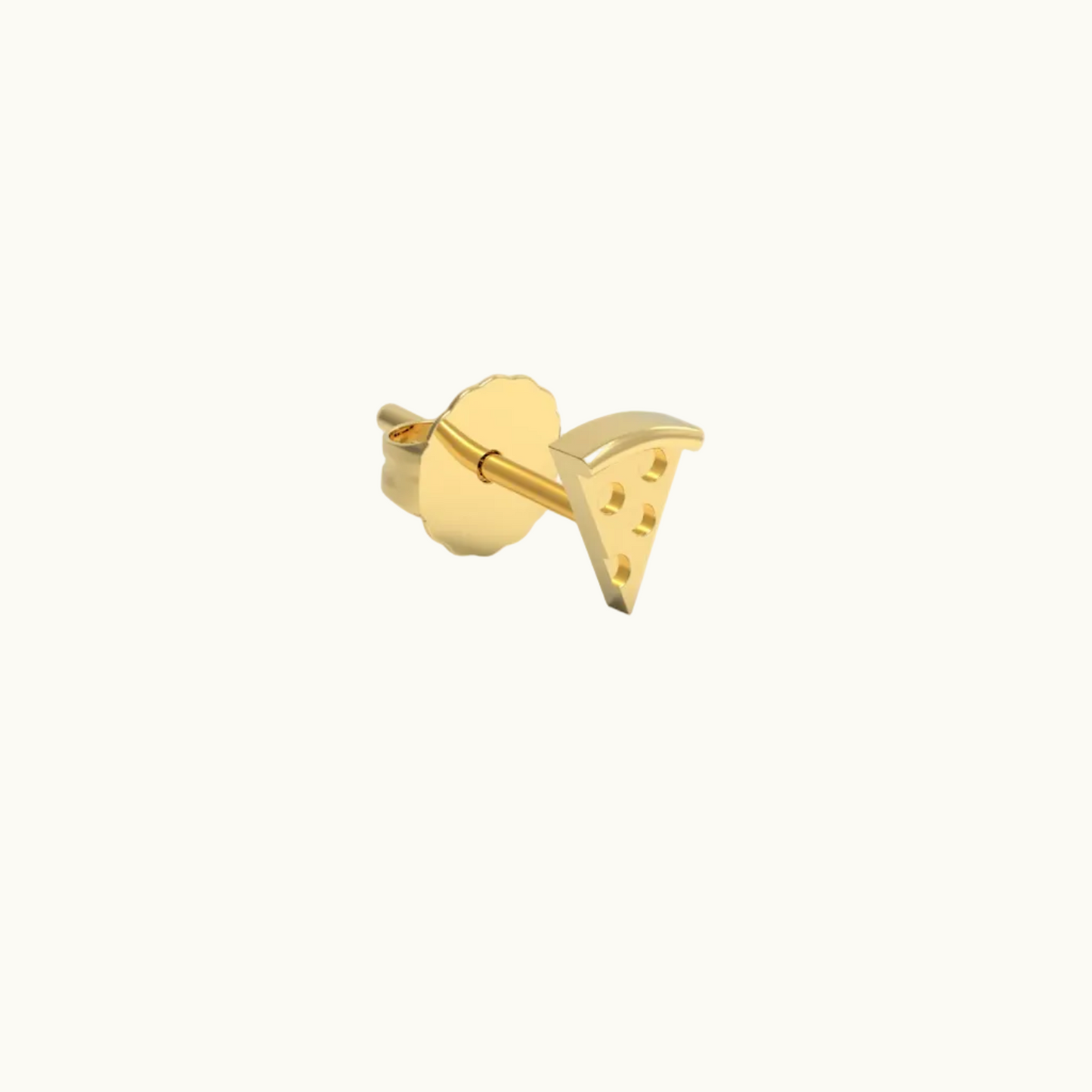 14K Yellow Gold Pizza Stud