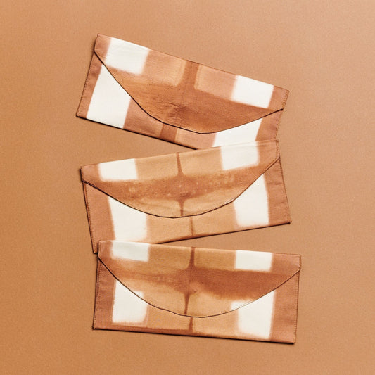 Melo Gold Mulberry Silk Shibori Hand Crafted Envelope Pouch