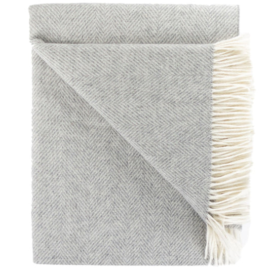 Southampton Home Merino Wool Herringbone Throw - Silver