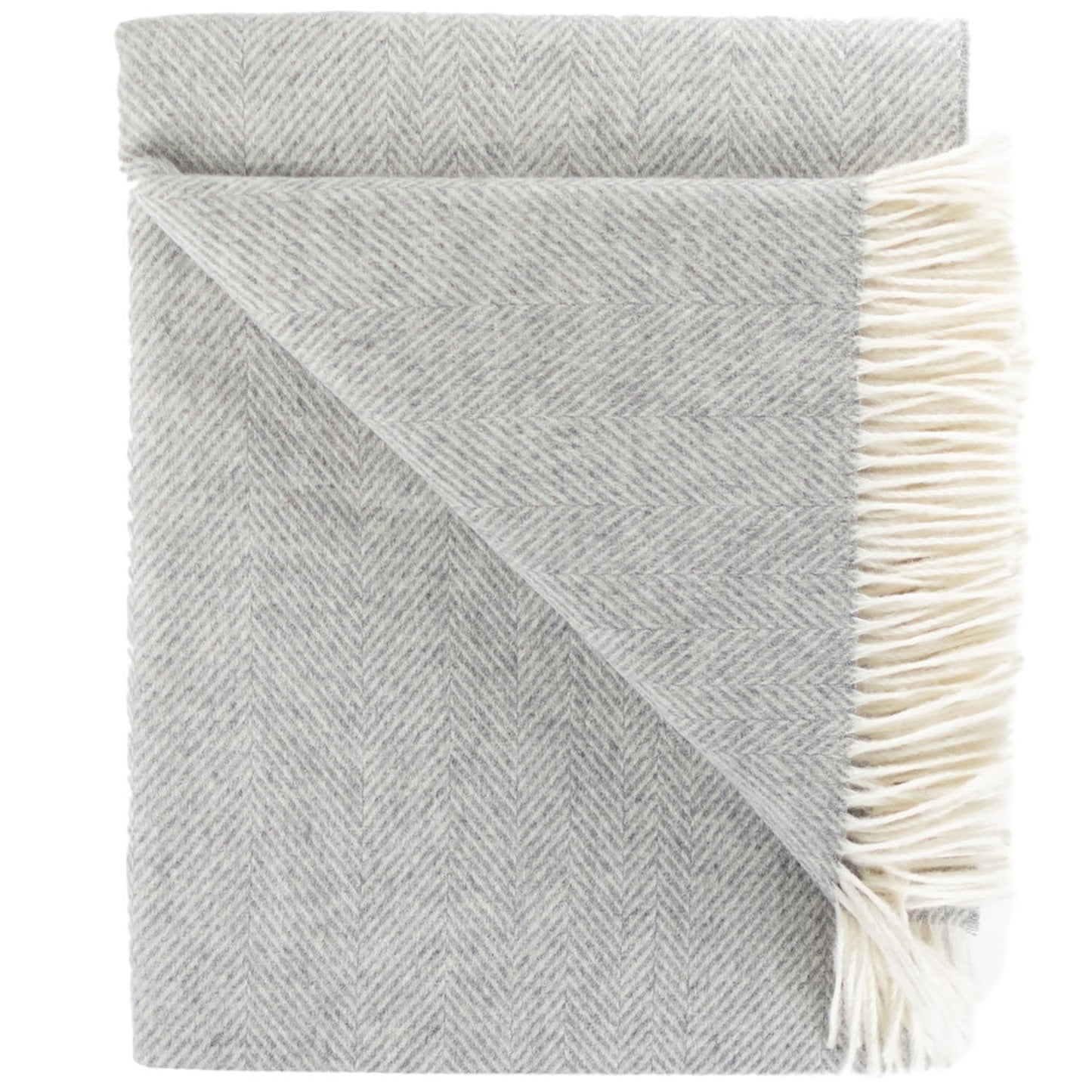 Southampton Home Merino Wool Herringbone Throw - Silver