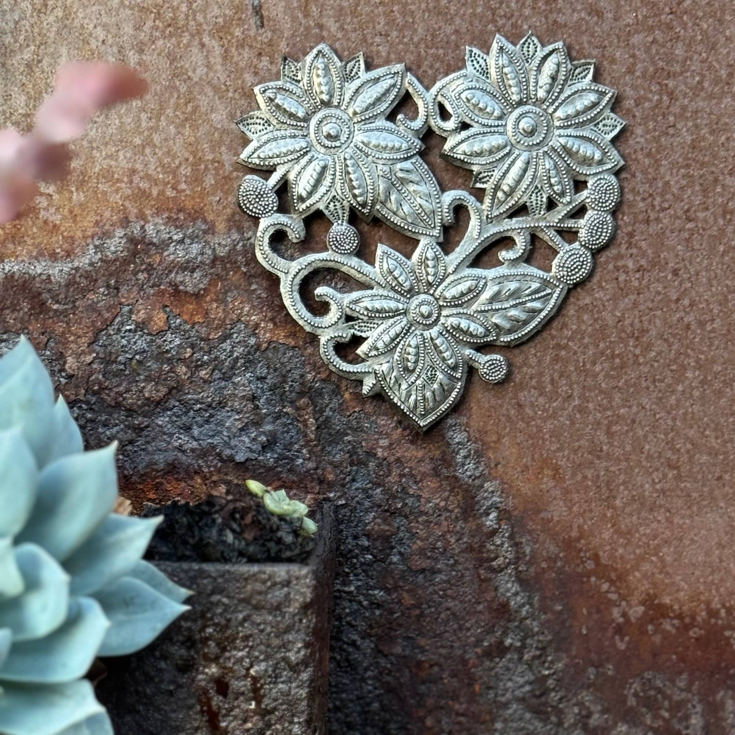 Garden Heart – Handmade Recycled Metal Heart from Haiti