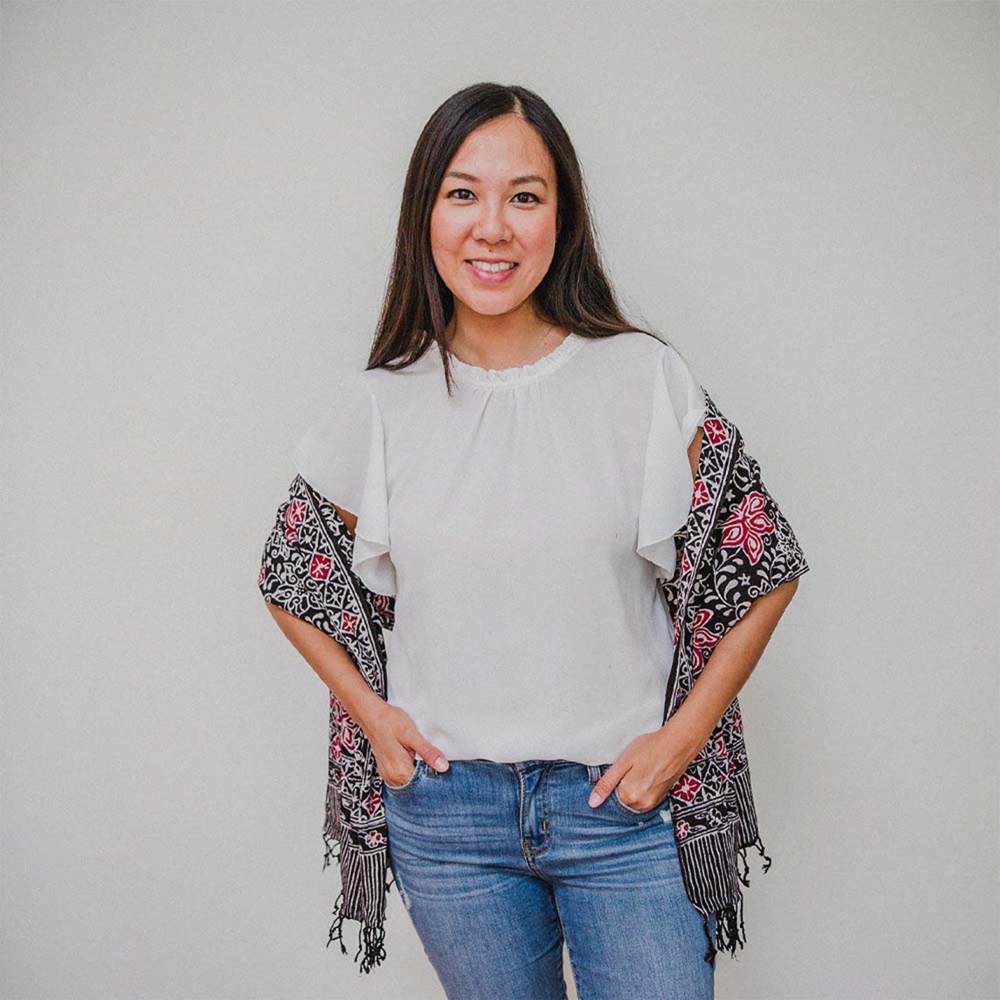Hand Dyed Batik Scarf - Floral Star