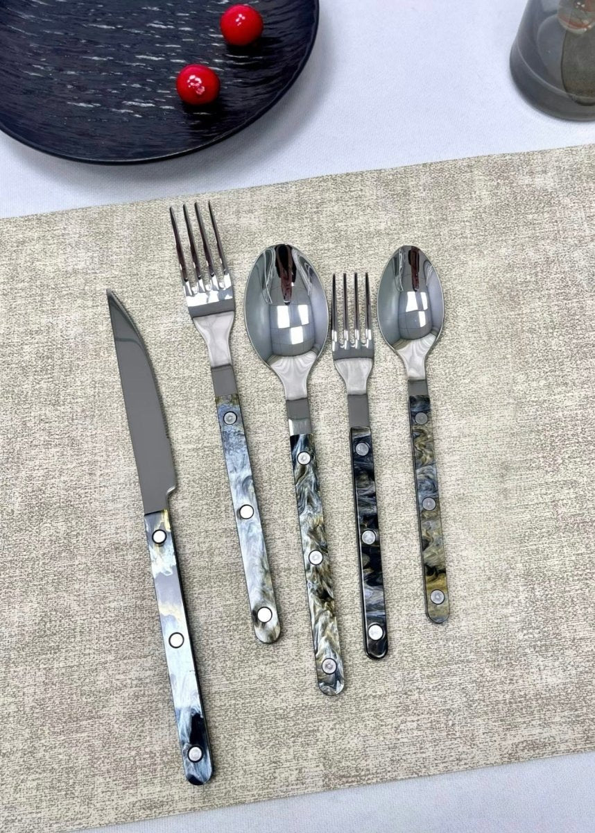 Set Of 10 Pcs Terra Flatware, Modern Elegant Cutlery Silverware