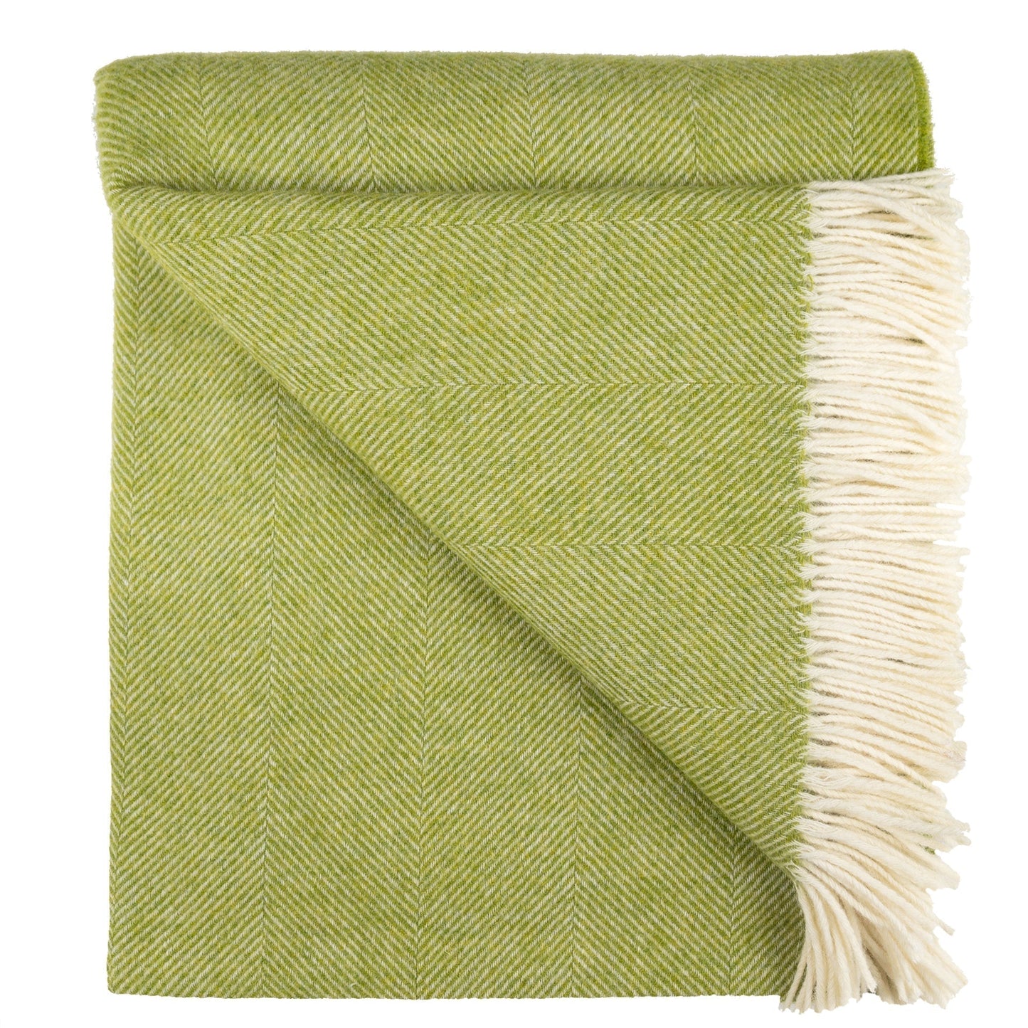 Southampton Home Shetland Lambswool Herringbone Throw – Lime