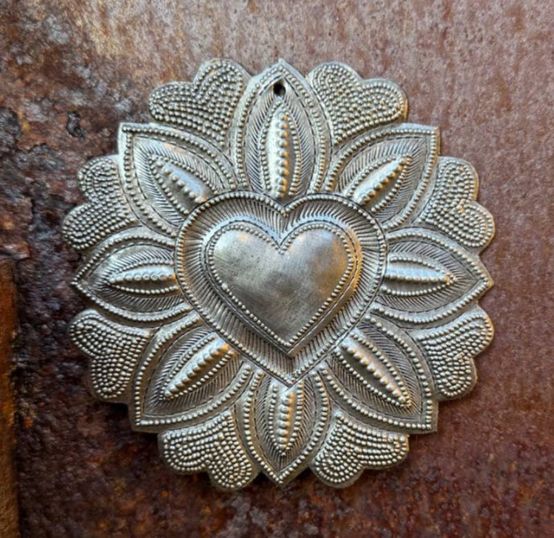 Handmade Recycled Metal Heart Art – Haiti – 4.5” x 4.5”