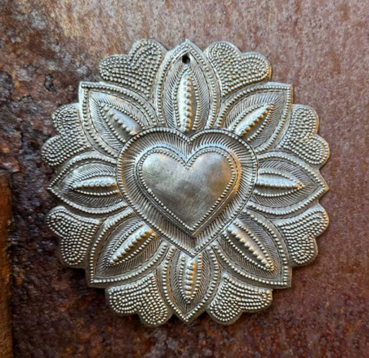 Handmade Recycled Metal Heart Art – Haiti – 4.5” x 4.5”