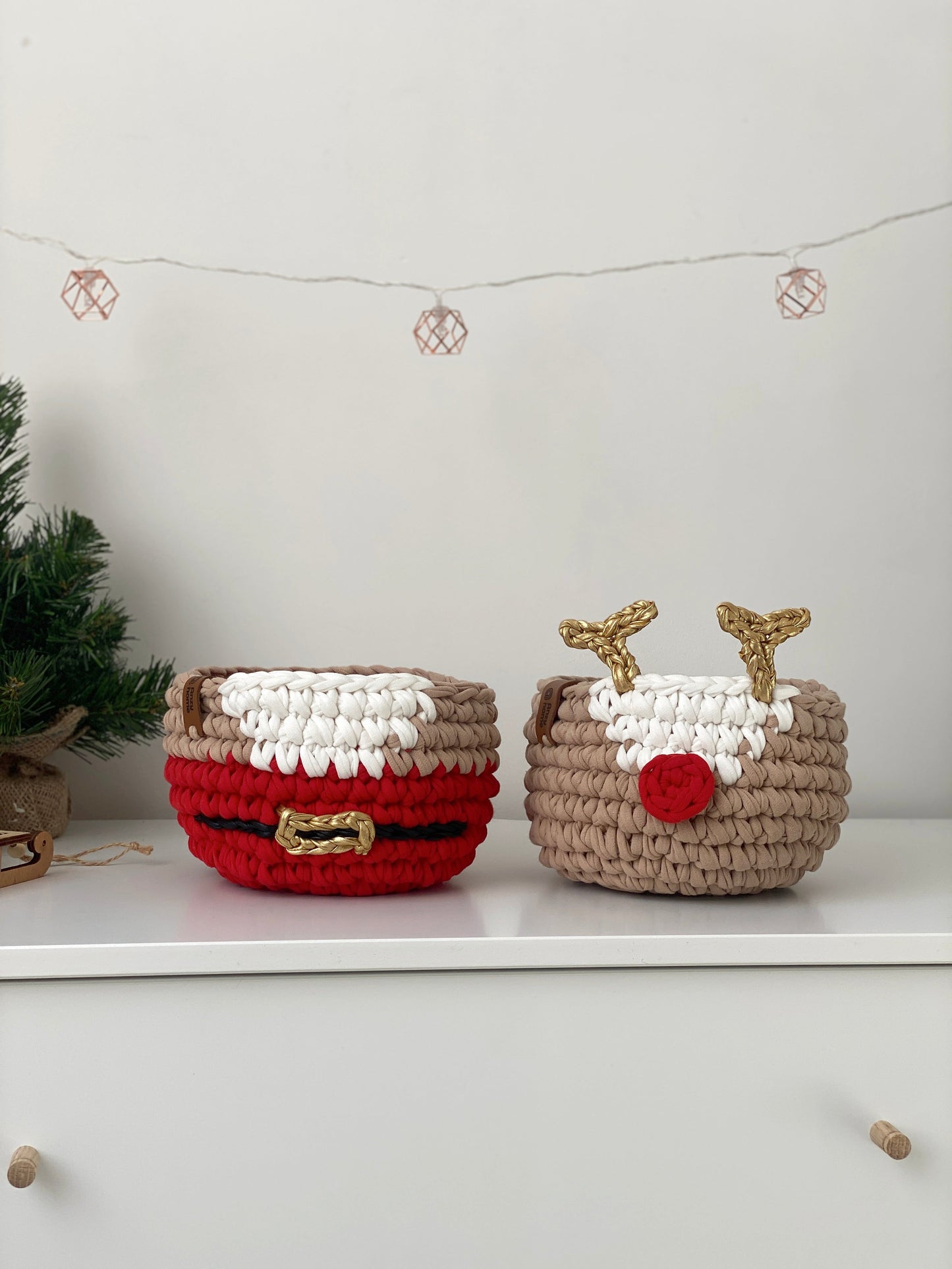 Christmas Deer and Santa Baskets