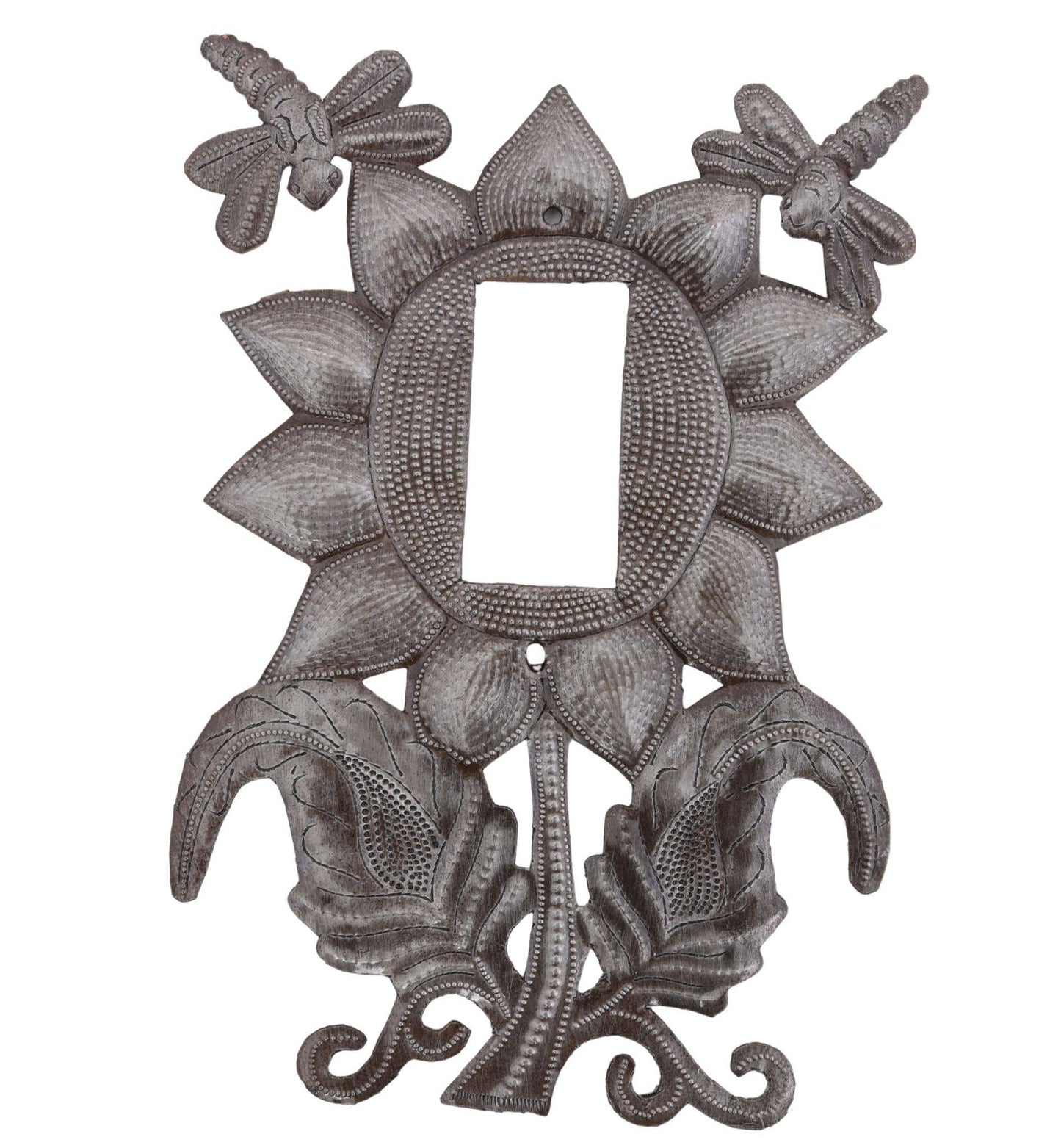 Handmade Metal Flower Rocker Plate Cover from Haiti Art
