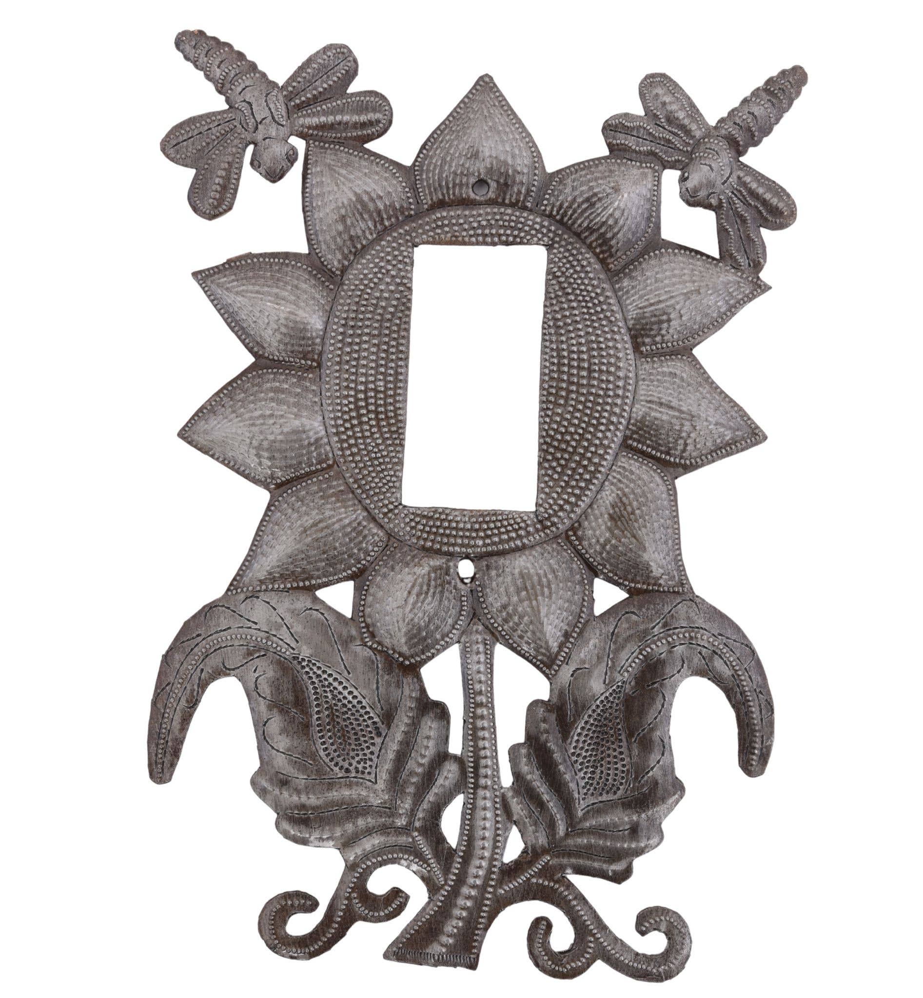 Handmade Metal Flower Rocker Plate Cover from Haiti Art