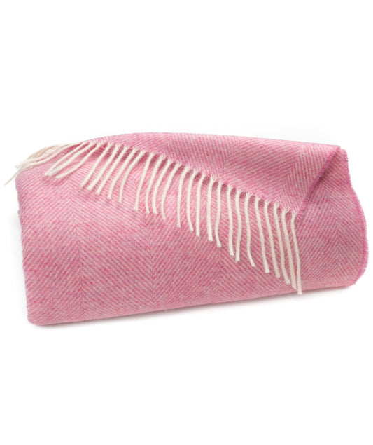 Southampton Home Shetland Lambswool Herringbone Throw – Light Pink