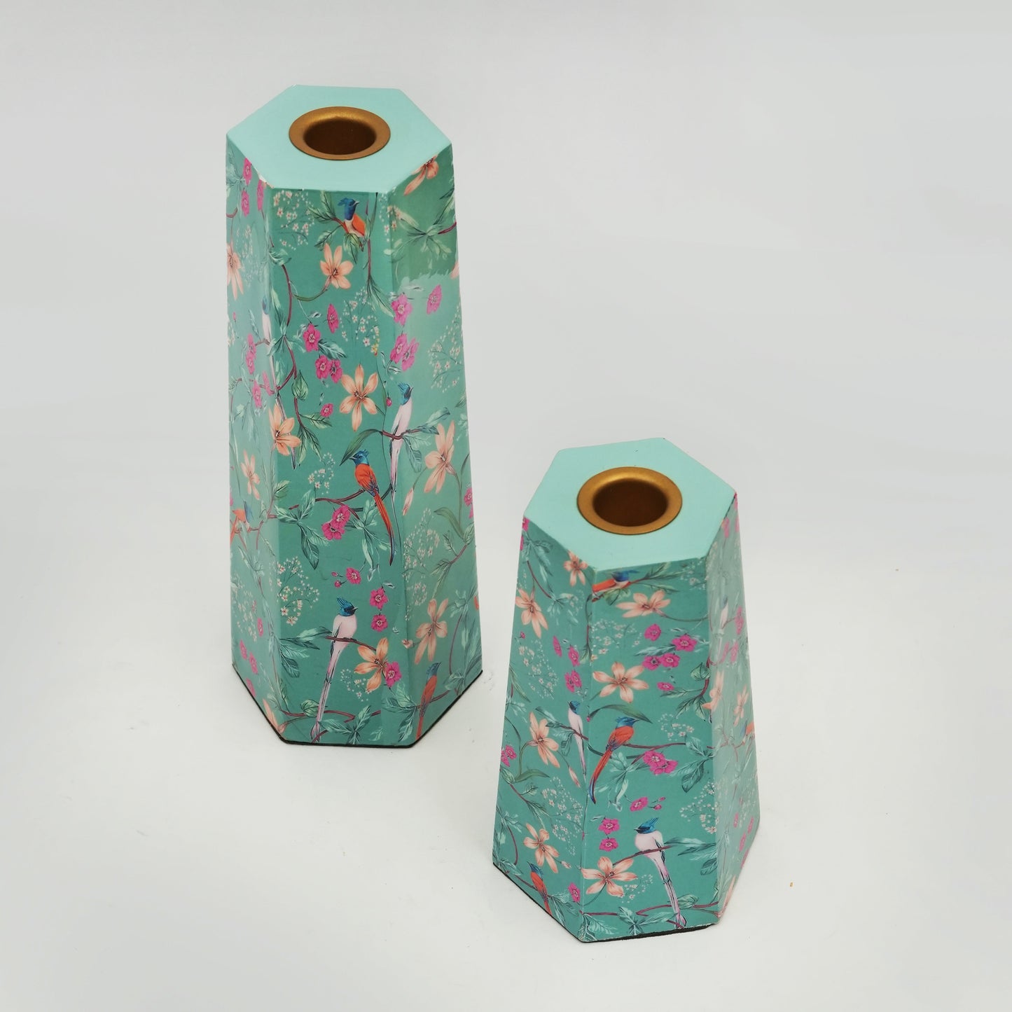 Aqua Flora Hexagonal Candleholder