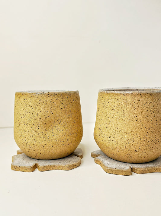 OCEAN SAND CUP SET (2 cups + 2 Flower coasters)