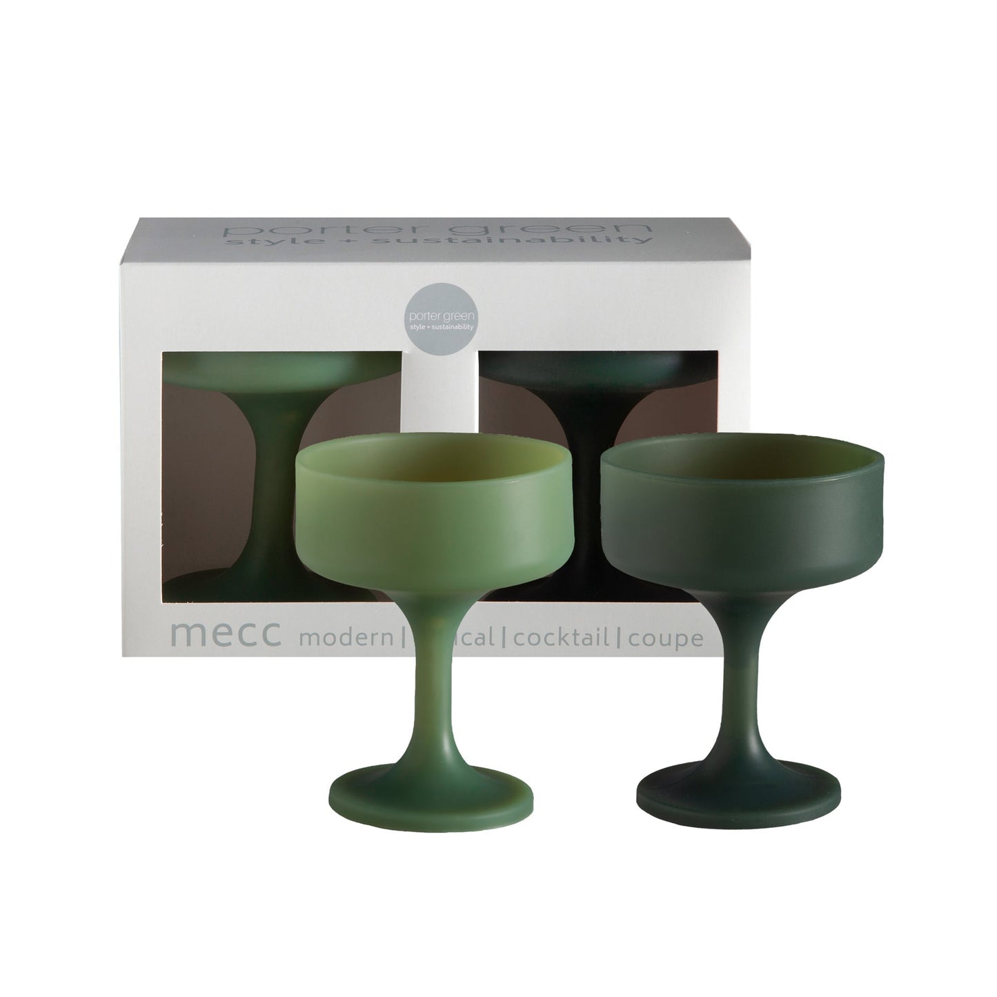 sage + olive | mecc | silicone unbreakable cocktail glasses