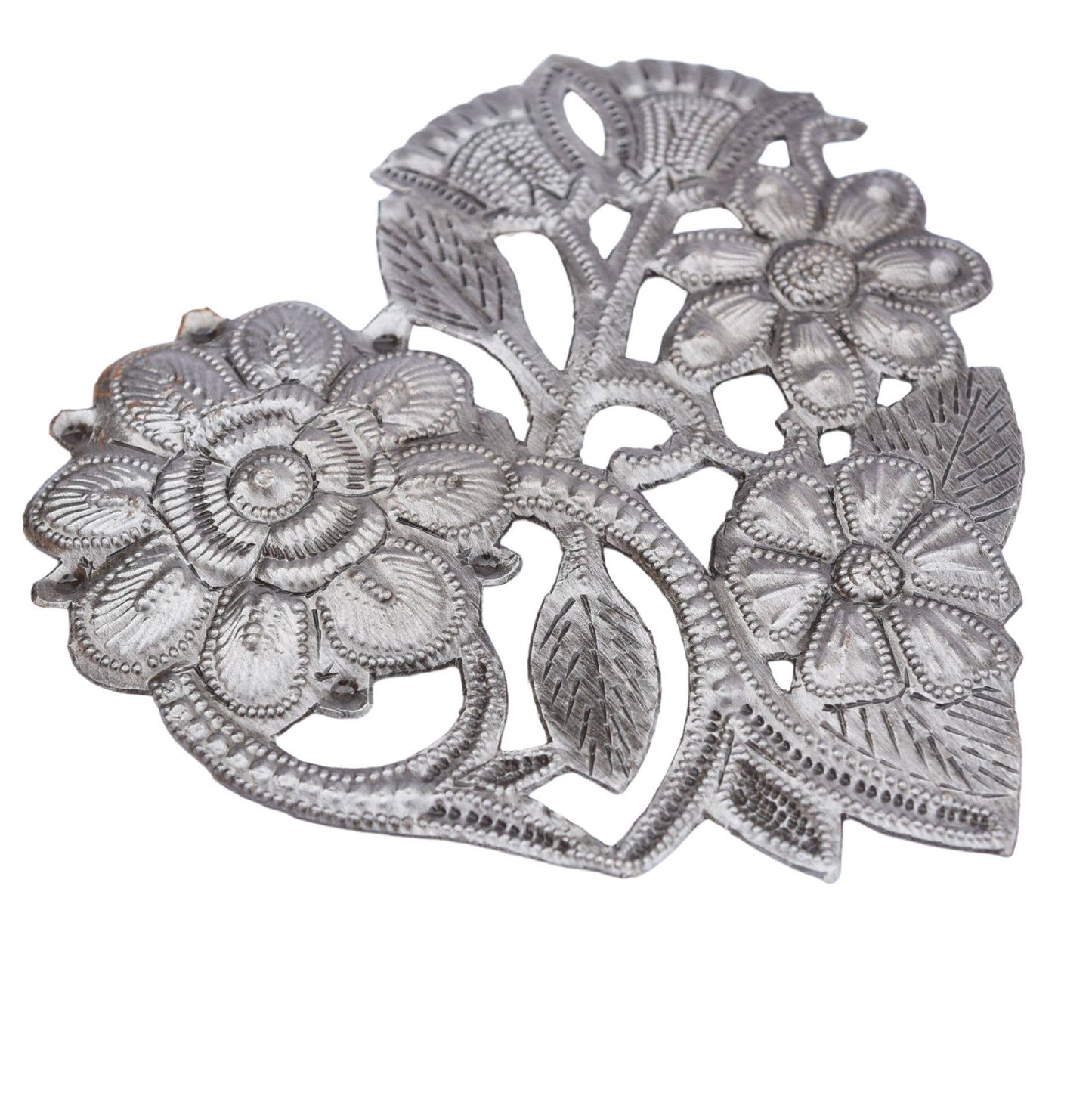 Floral Bloom Heart – Handmade Recycled Metal Heart from Hait