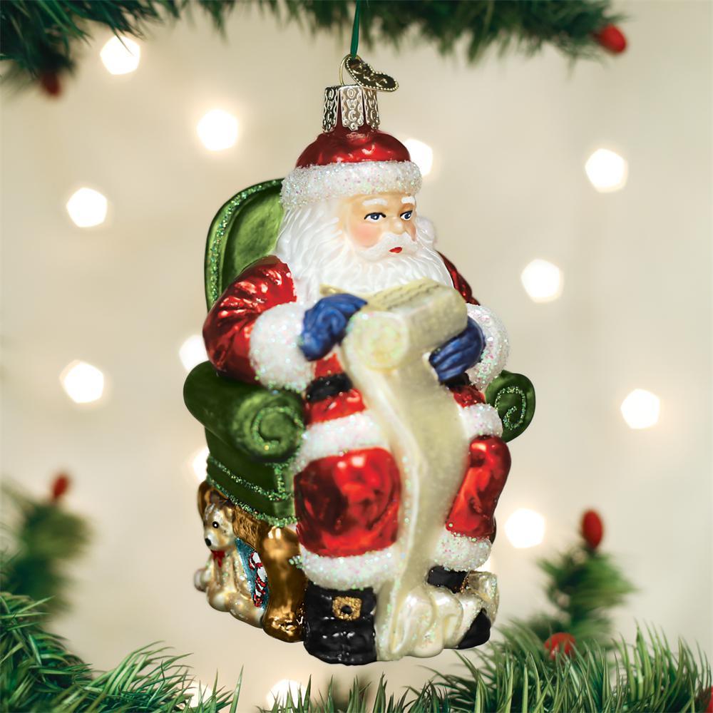 Santa Checking His List Twice Ornament (Gift Boxed)
