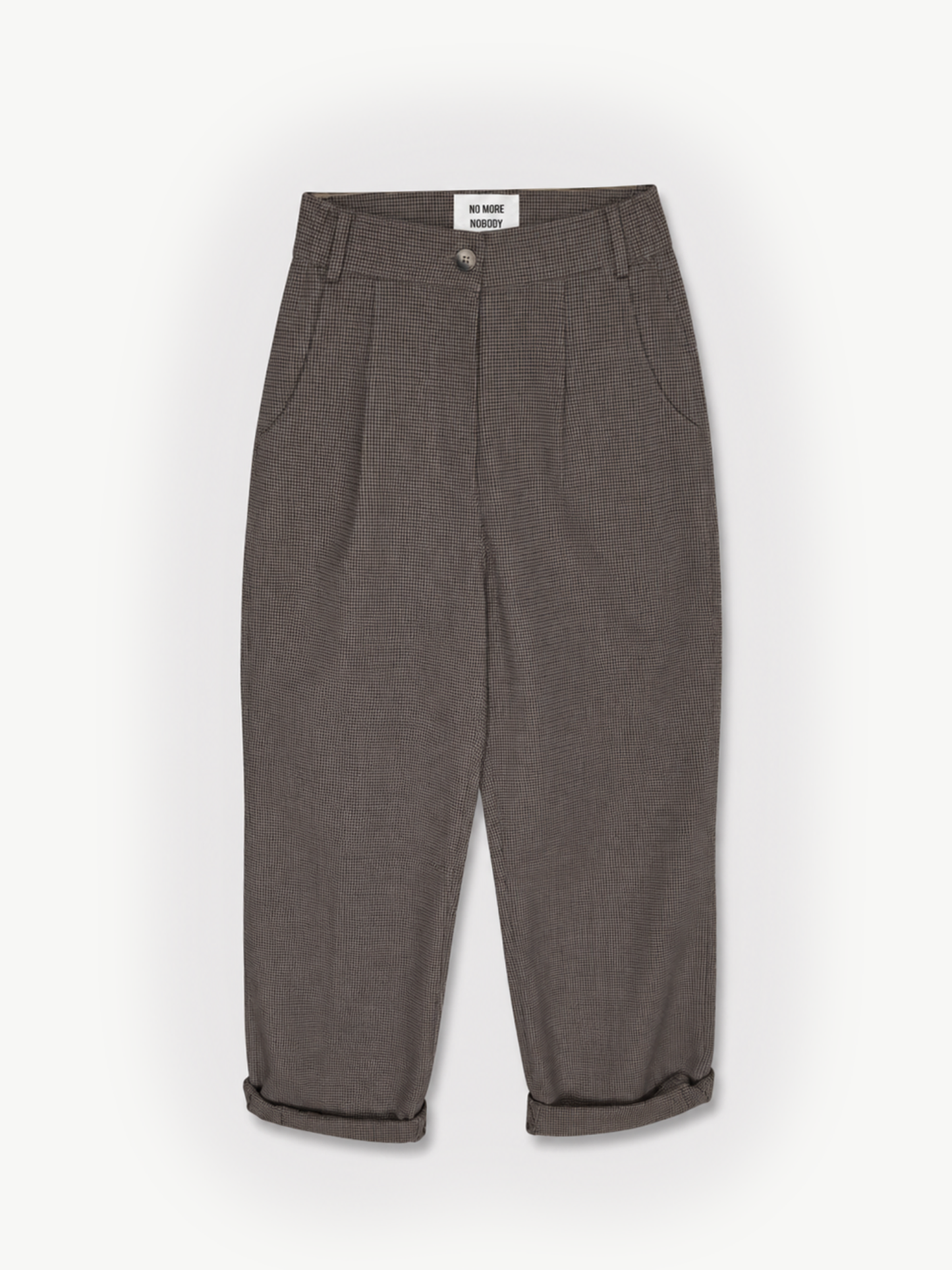 Sculpt Leg Trousers Cotton Brown Check – Bernadette | No More Nobody
