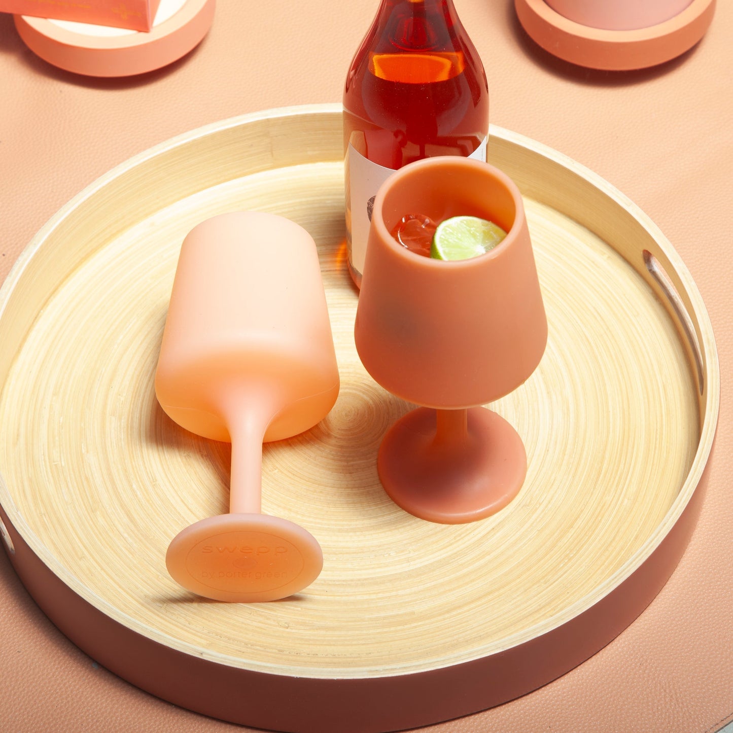 terra + peach | swepp | silicone unbreakable wine glasses