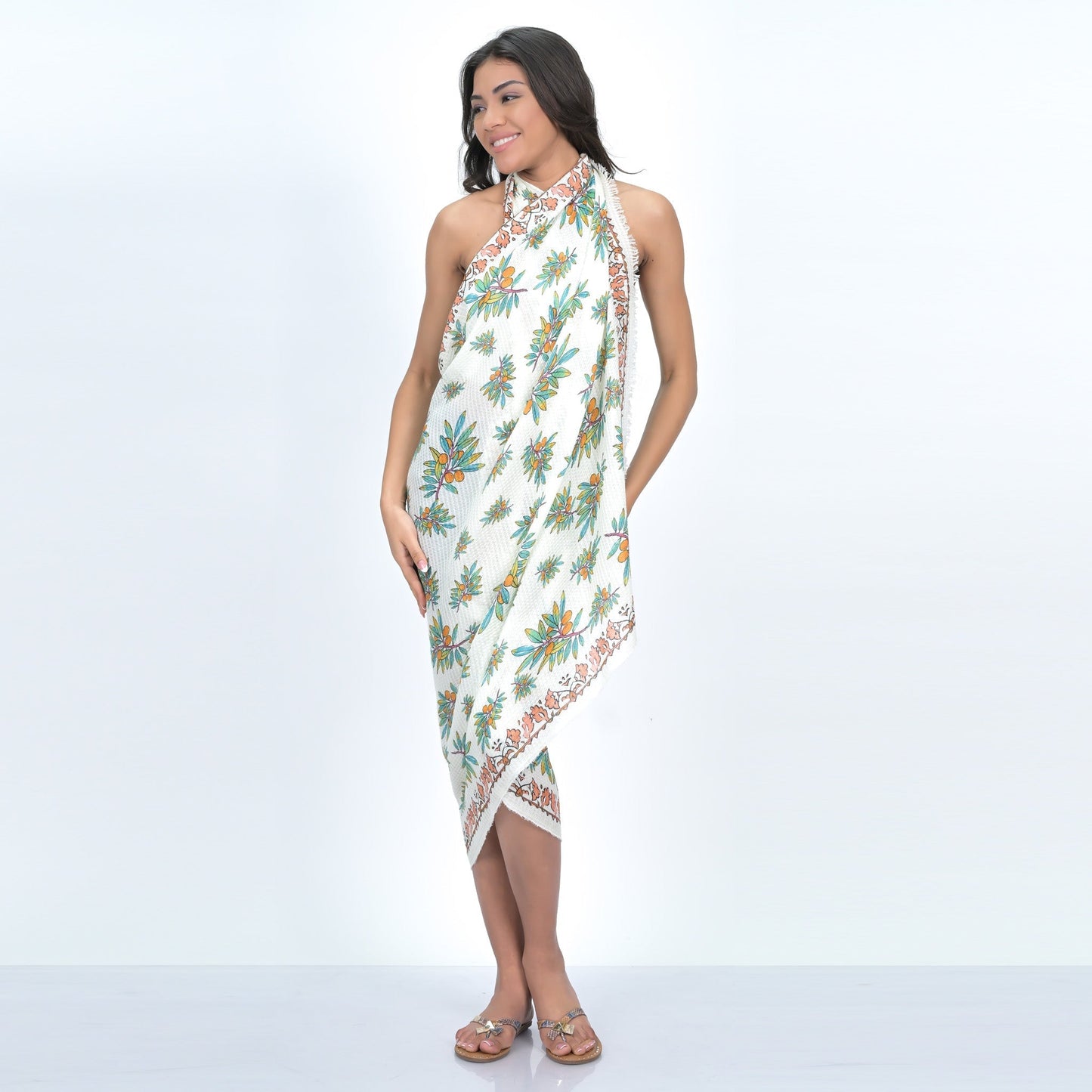 Leaf Cascade Scarf - Beige
