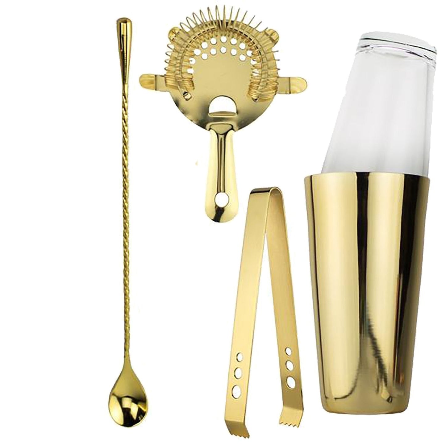 Prince of Scots Goldfinger 5 Piece Boston Style Cocktail Shaker Set