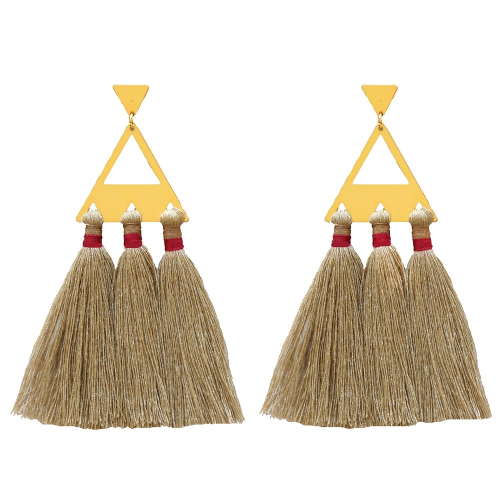 Trío Tassel Earring - Tan