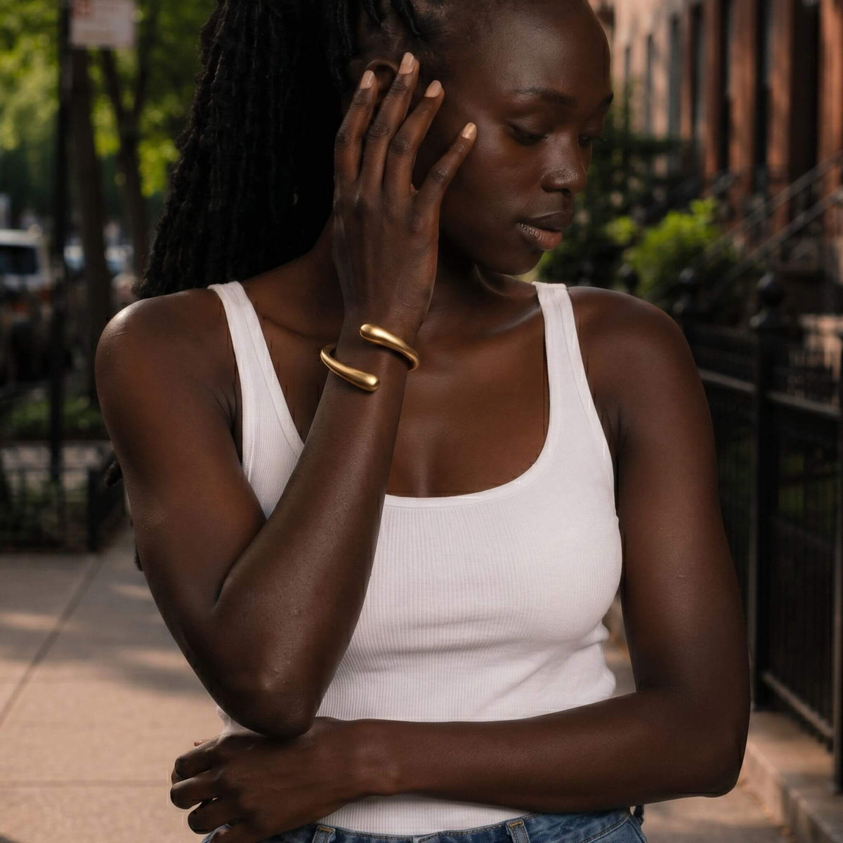 Bypass Wrap Teardrop Cuff Bracelet | Sana