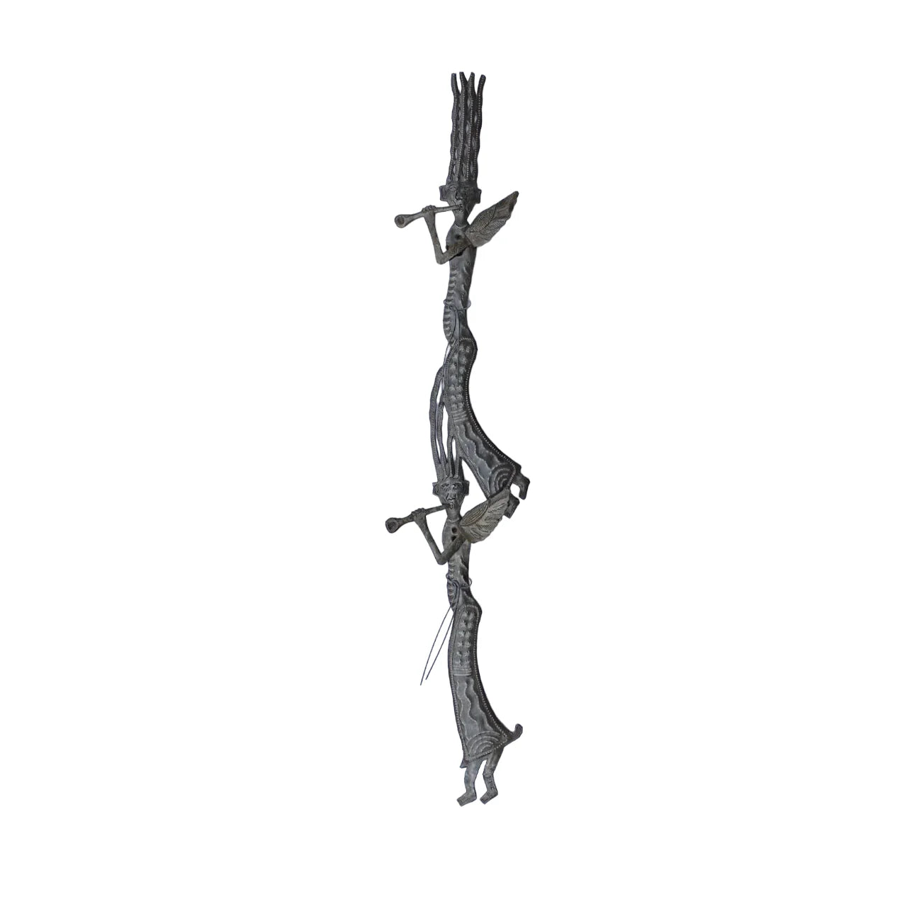 Handcrafted Haitian Metal Wall Art, Stacked Whimsical Angels