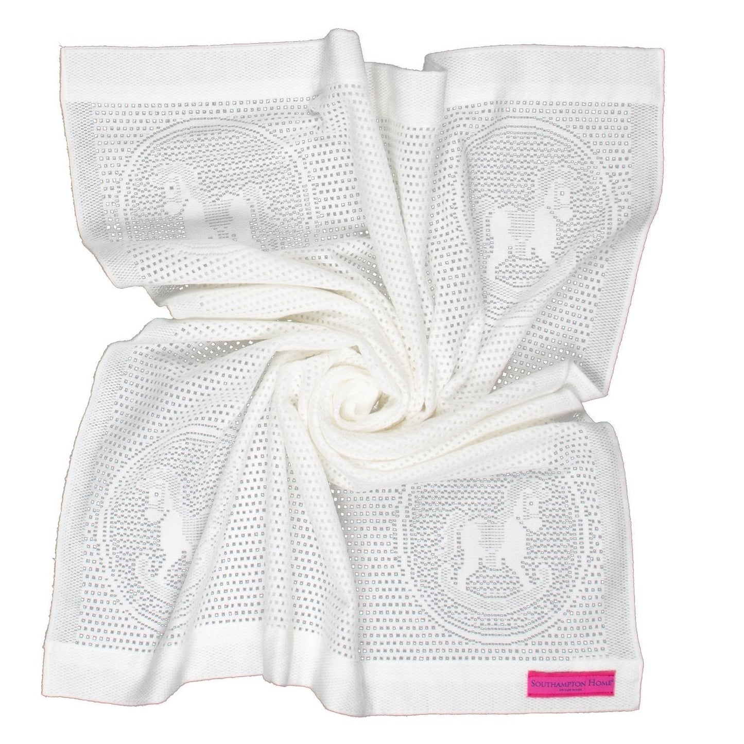 Southampton Home Lace Weave Rocking Horse Baby Blanket - White