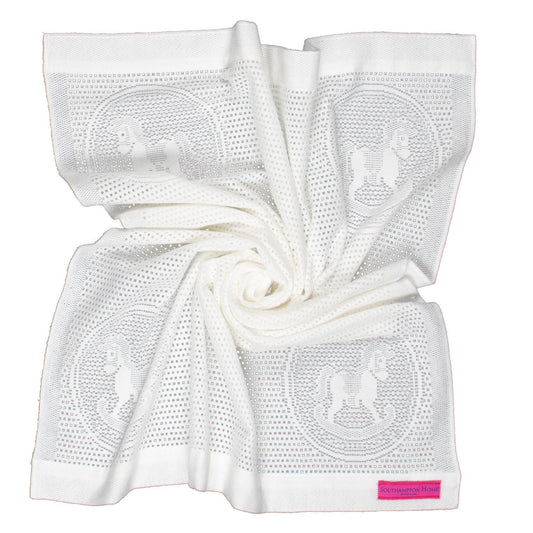 Southampton Home Lace Weave Rocking Horse Baby Blanket - White