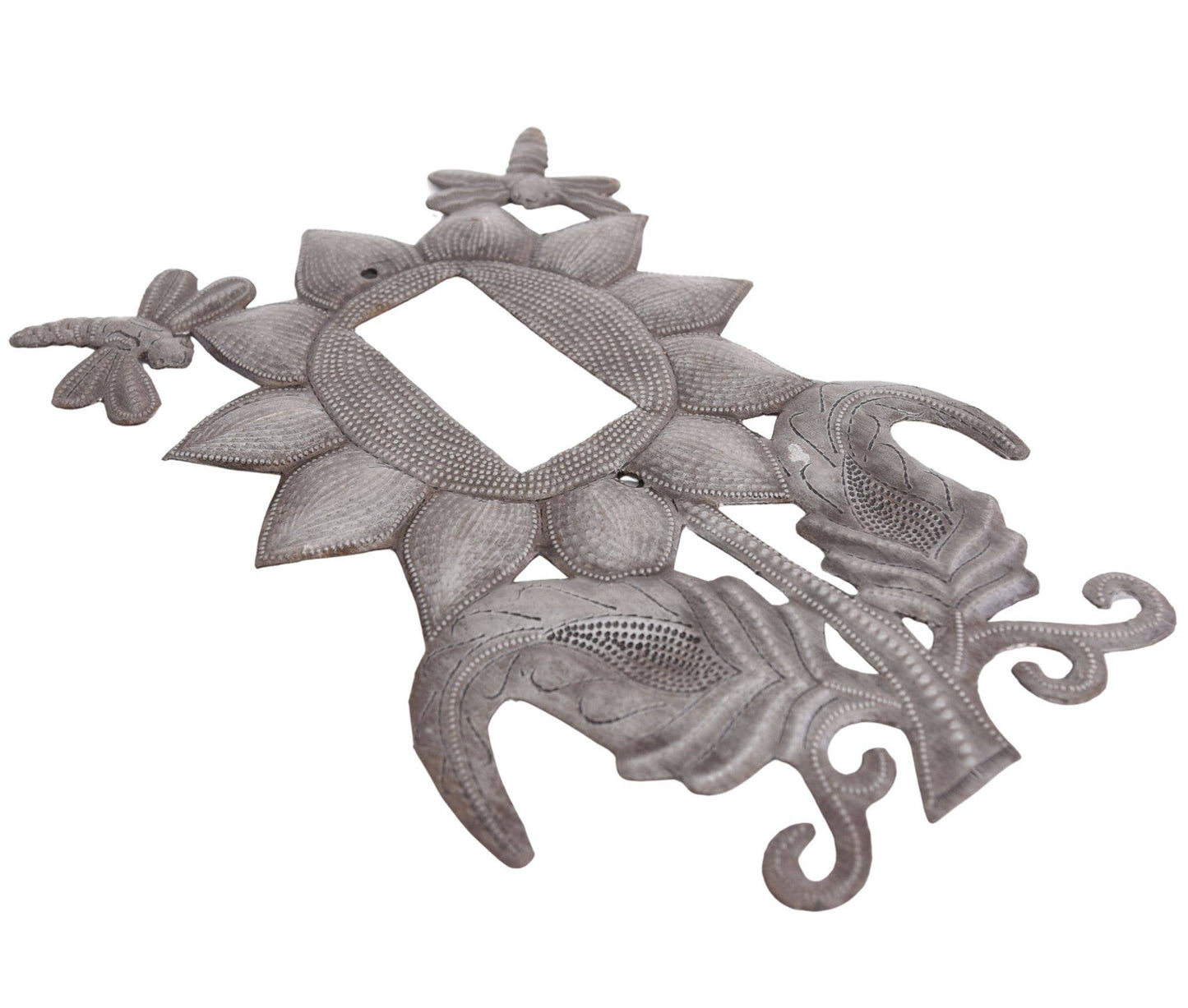 Handmade Metal Flower Rocker Plate Cover from Haiti Art