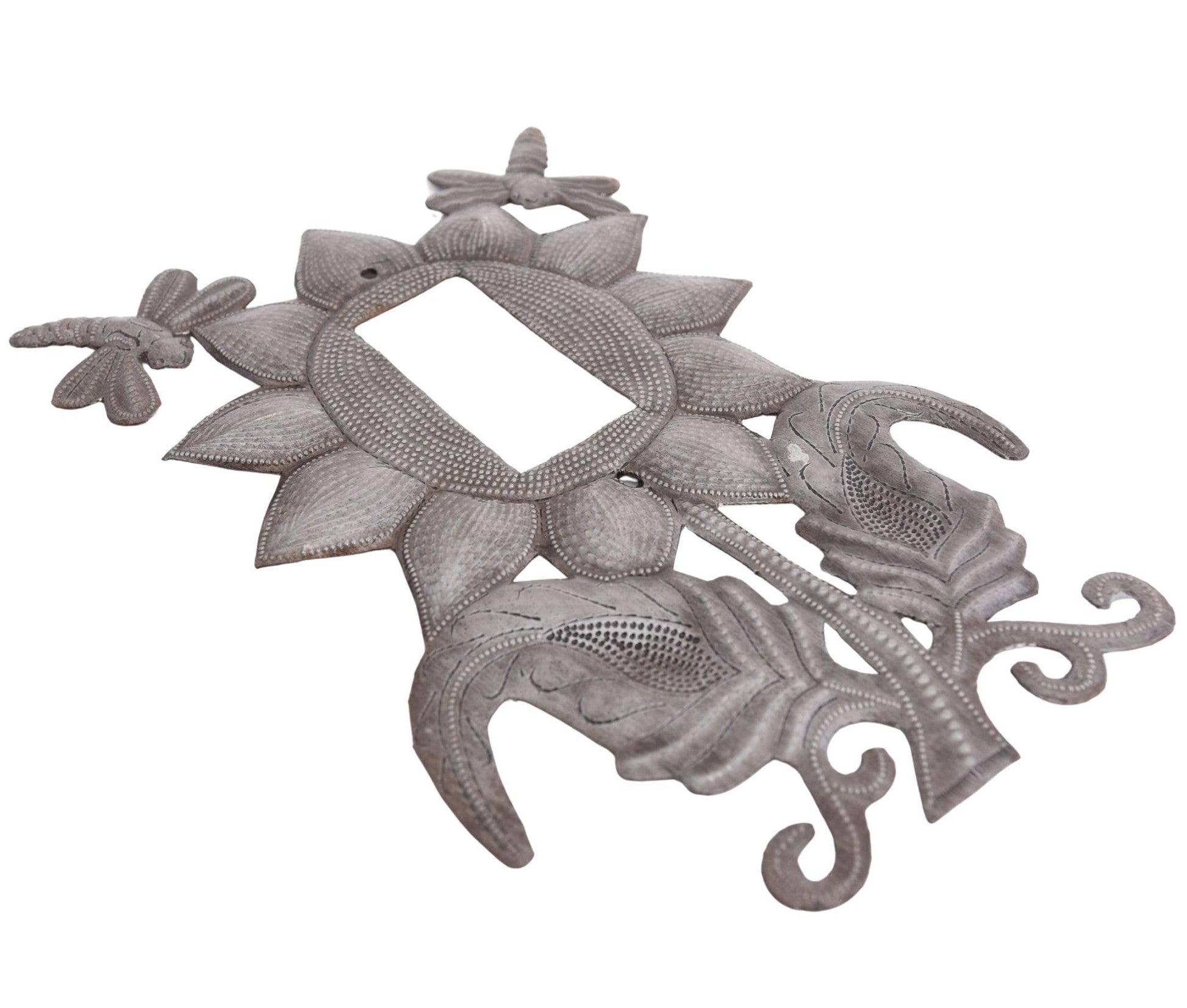 Handmade Metal Flower Rocker Plate Cover from Haiti Art