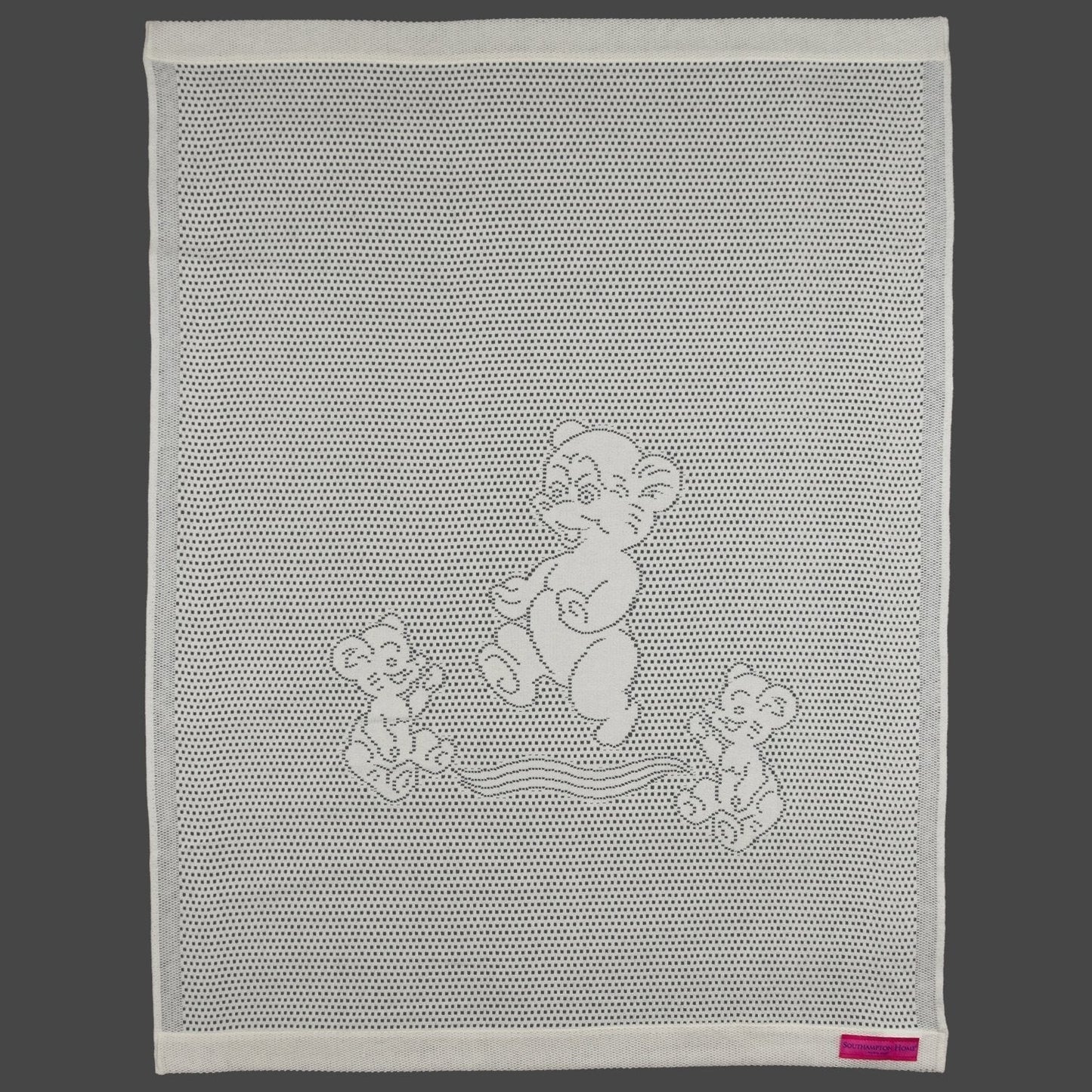 Southampton Home Lace Weave Teddy Bear Baby Blanket ~ Ivory ~