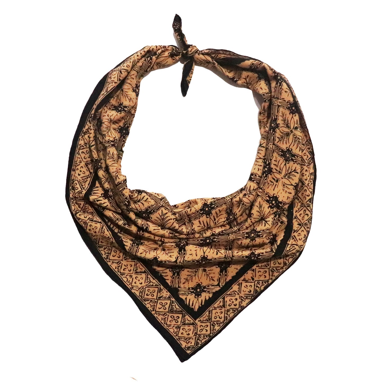 Large 39", Hand Dyed Batik Bandana, Harvest, Brown Black, Oversized, XL