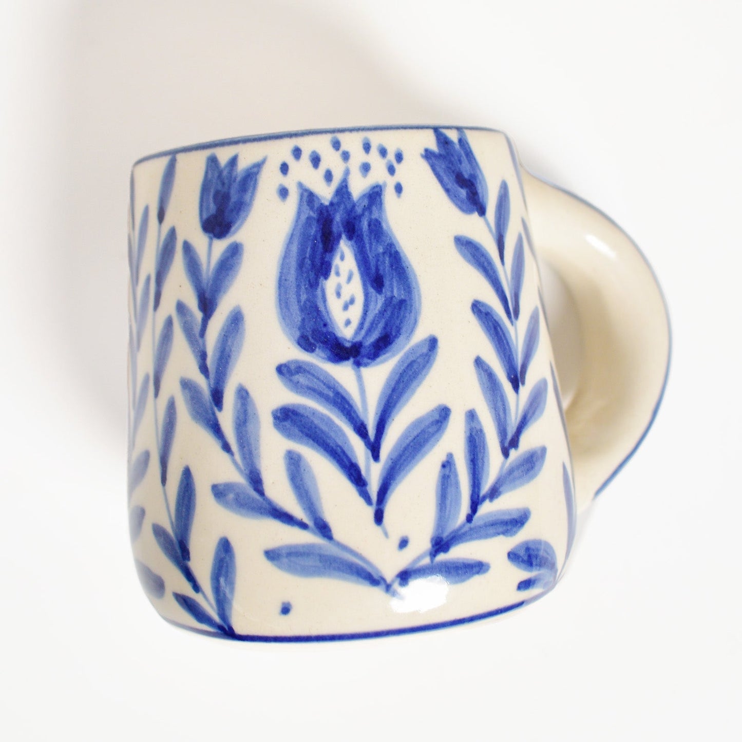 Casa Amarosa Blue Anaar Handpainted Stoneware Coffee Mug – 3.5x3 Inch