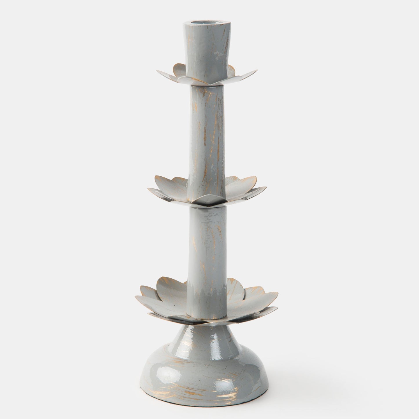Lotus Bloom Tapered Aluminum Candleholder