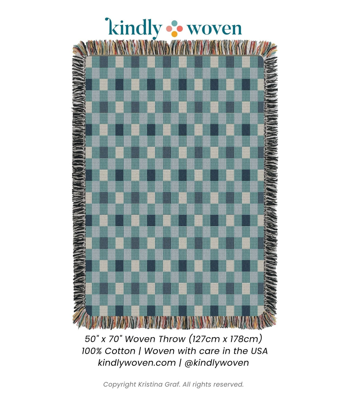 Blue Check Jacquard Woven Throw
