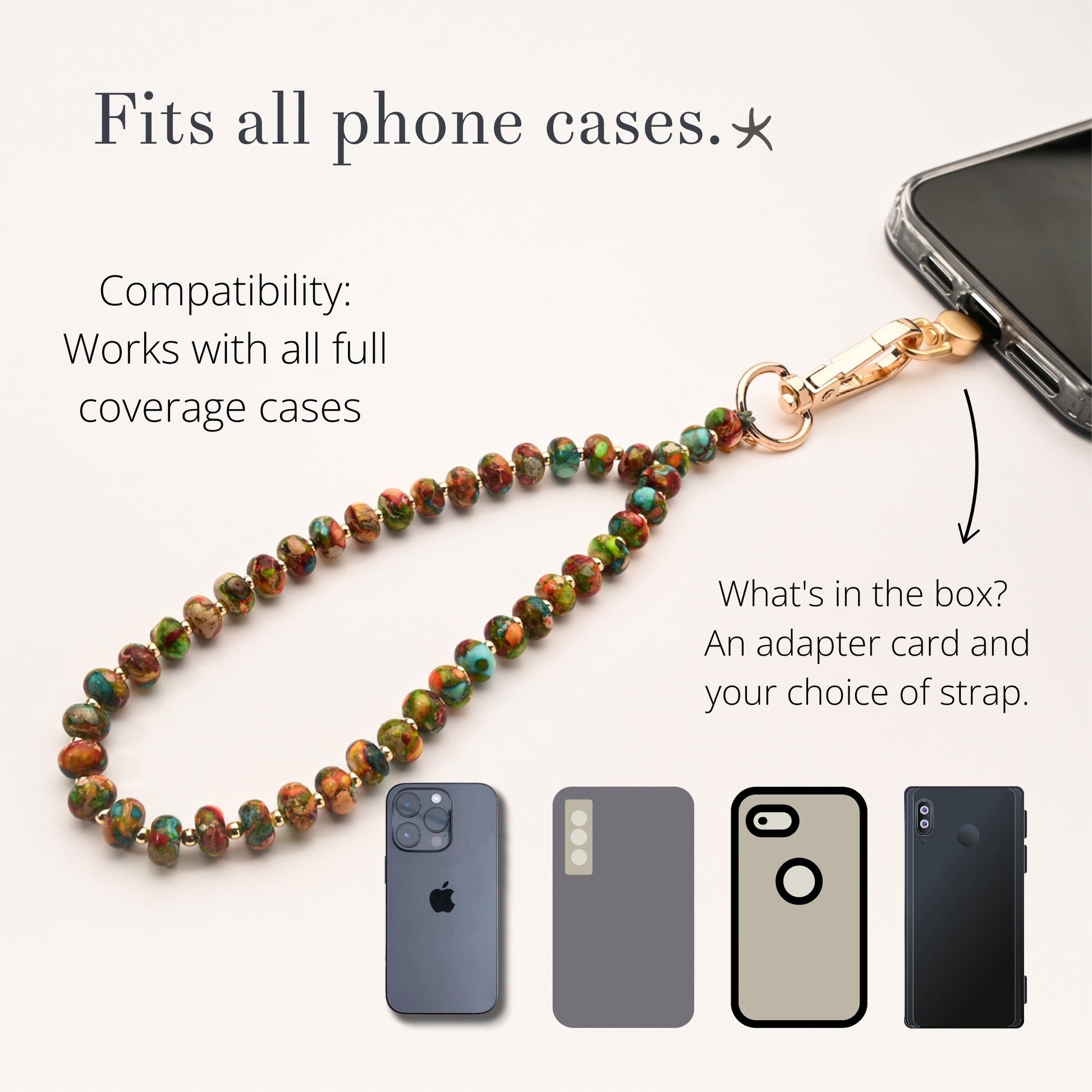 Beaded phone strap, accessories and jewelry website, phone case strap, beaded strap for stone, jewelry website