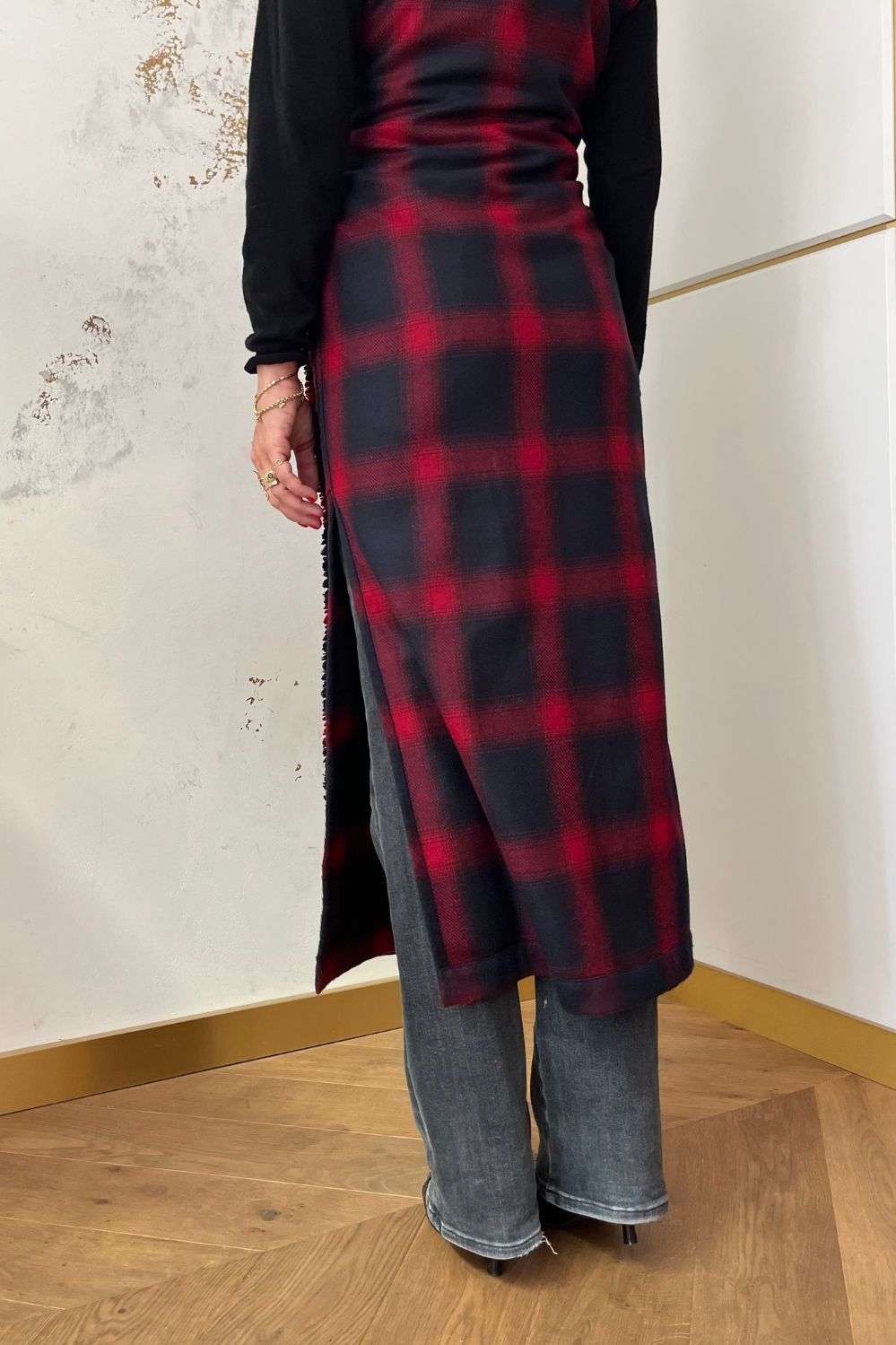 Long recycled wool vest